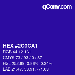 颜色代码: HEX #2C0CA1 | qconv.com