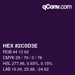 Color code: HEX #2C0D3E | qconv.com