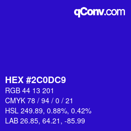 Color code: HEX #2C0DC9 | qconv.com
