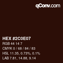 Color code: HEX #2C0E07 | qconv.com