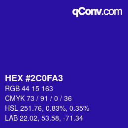 Color code: HEX #2C0FA3 | qconv.com