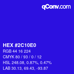 Color code: HEX #2C10E0 | qconv.com