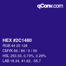 Color code: HEX #2C1480 | qconv.com