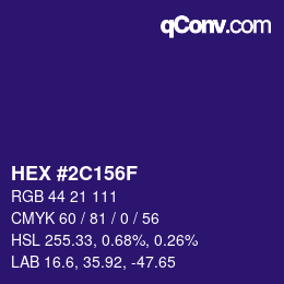 Color code: HEX #2C156F | qconv.com
