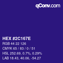 Color code: HEX #2C167E | qconv.com