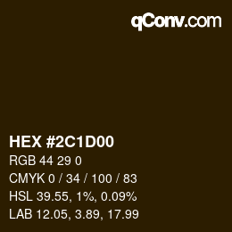 颜色代码: HEX #2C1D00 | qconv.com