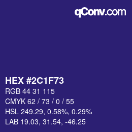 カラーコード: HEX #2C1F73 | qconv.com