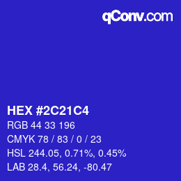 Color code: HEX #2C21C4 | qconv.com