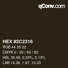 Color code: HEX #2C2316 | qconv.com