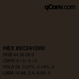 Color code: HEX #2C241D00 | qconv.com