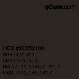 颜色代码: HEX #2C252100 | qconv.com
