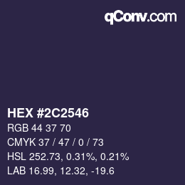 Farbcode: HEX #2C2546 | qconv.com