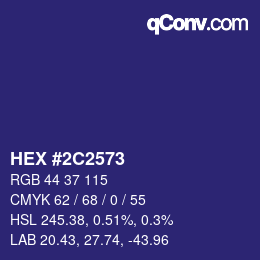 カラーコード: HEX #2C2573 | qconv.com