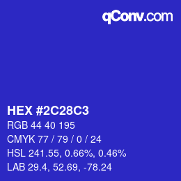 カラーコード: HEX #2C28C3 | qconv.com