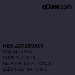 Color code: HEX #2C2B3A00 | qconv.com