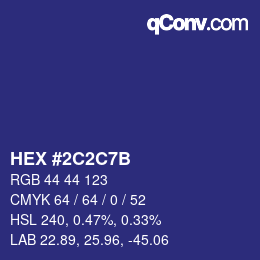 Farbcode: HEX #2C2C7B | qconv.com