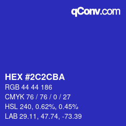 Color code: HEX #2C2CBA | qconv.com