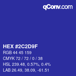 Color code: HEX #2C2D9F | qconv.com