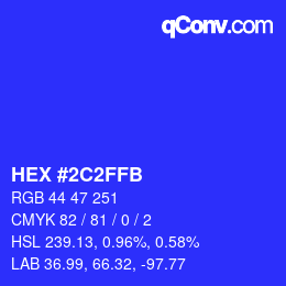 Color code: HEX #2C2FFB | qconv.com