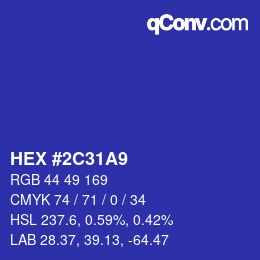 カラーコード: HEX #2C31A9 | qconv.com