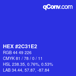 Farbcode: HEX #2C31E2 | qconv.com
