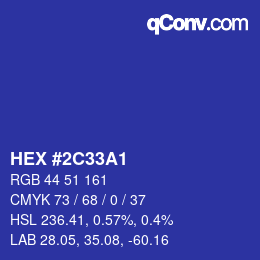 カラーコード: HEX #2C33A1 | qconv.com