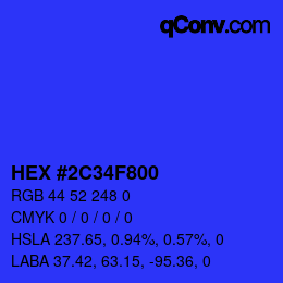 Color code: HEX #2C34F800 | qconv.com
