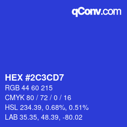 颜色代码: HEX #2C3CD7 | qconv.com