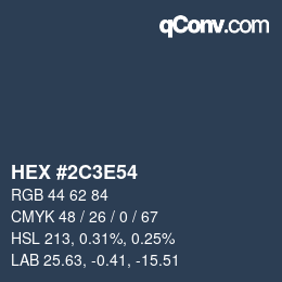 Farbcode: HEX #2C3E54 | qconv.com