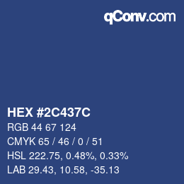 颜色代码: HEX #2C437C | qconv.com