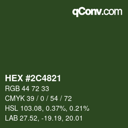 Farbcode: HEX #2C4821 | qconv.com