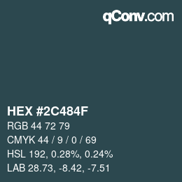 Color code: HEX #2C484F | qconv.com