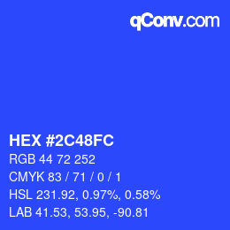 颜色代码: HEX #2C48FC | qconv.com