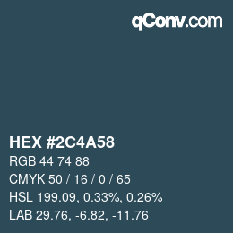 Color code: HEX #2C4A58 | qconv.com