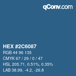 Farbcode: HEX #2C6087 | qconv.com