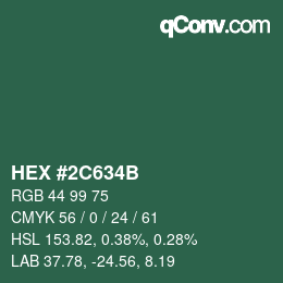 Farbcode: HEX #2C634B | qconv.com