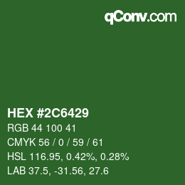 Color code: HEX #2C6429 | qconv.com