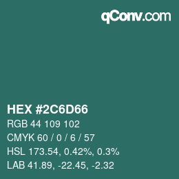 Color code: HEX #2C6D66 | qconv.com