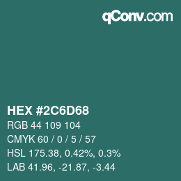 颜色代码: HEX #2C6D68 | qconv.com