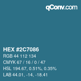 Farbcode: HEX #2C7086 | qconv.com