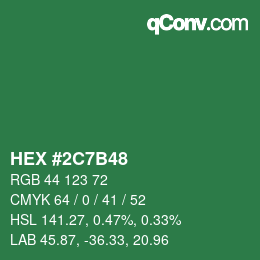 カラーコード: HEX #2C7B48 | qconv.com