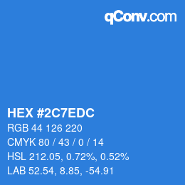 カラーコード: HEX #2C7EDC | qconv.com