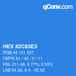 颜色代码: HEX #2C83E3 | qconv.com
