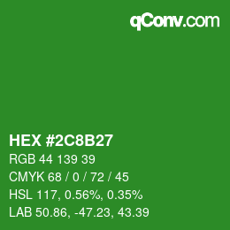 Color code: HEX #2C8B27 | qconv.com