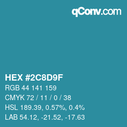 Color code: HEX #2C8D9F | qconv.com