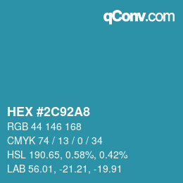Farbcode: HEX #2C92A8 | qconv.com