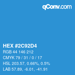 颜色代码: HEX #2C92D4 | qconv.com