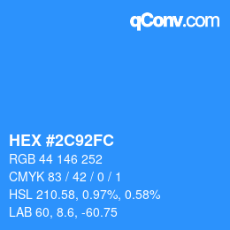 Color code: HEX #2C92FC | qconv.com
