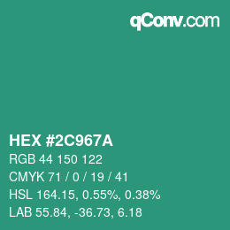 颜色代码: HEX #2C967A | qconv.com