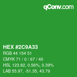 カラーコード: HEX #2C9A33 | qconv.com